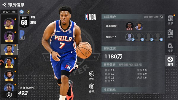 美职篮绝对巨星球员图鉴介绍&amp;上阵组合5